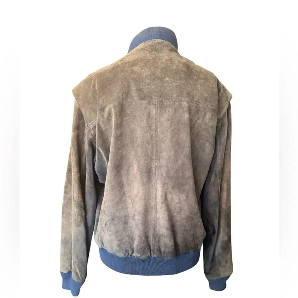 Vtg Suede Multi-Tone Patina Fade Distressed Retro Aviation Bomber Jacket Mens L